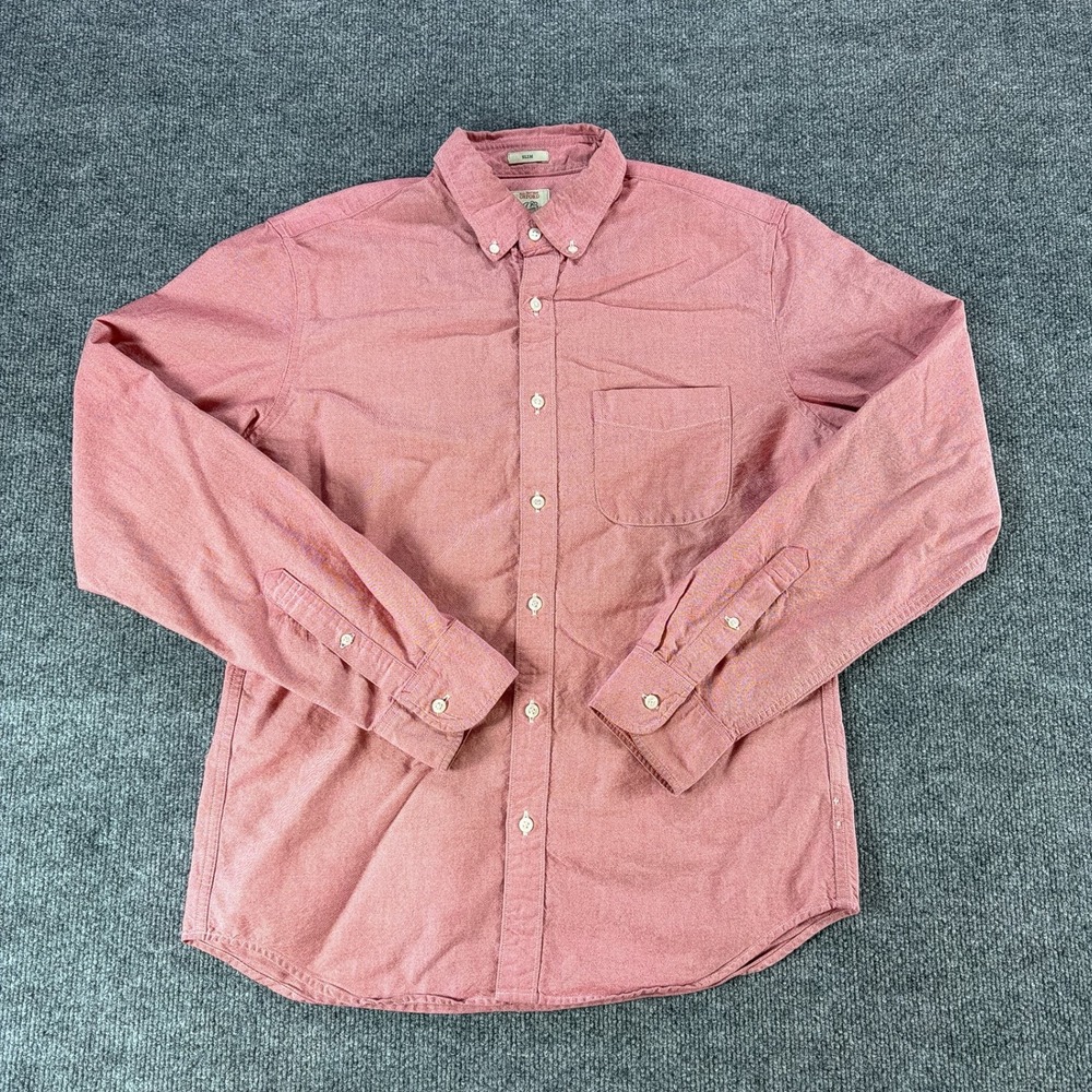 J.Crew Mens Slim Fit Oxford Shirt Salmon Pink Long Sleeve Button Down Med Cotton